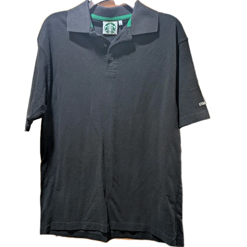Starbucks Coffee Polo Shirt Men's/Women's Black Classic‎ Barista Uniform Large